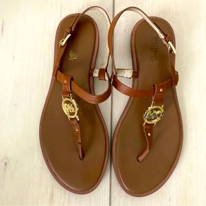 Michael Kors brown sandals with gold detailing